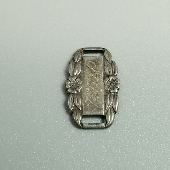 Vintage Cliff Sterling Silver Forget-Me-Not Bracelet Charm Slide Link Engraved - Picture 4 of 7